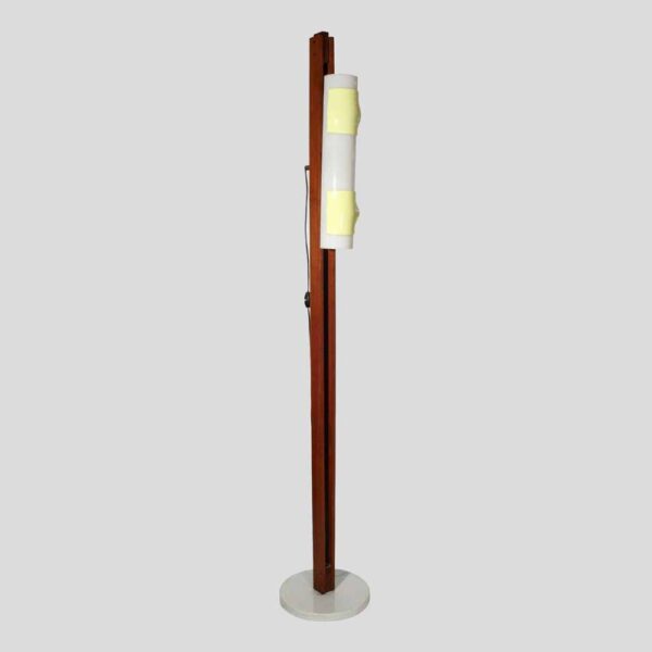 1950s white and yellow perspex shade floor lamp designed by Arredoluce
