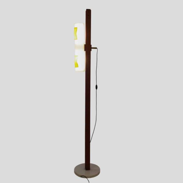 1950s white and yellow perspex shade floor lamp designed by Arredoluce