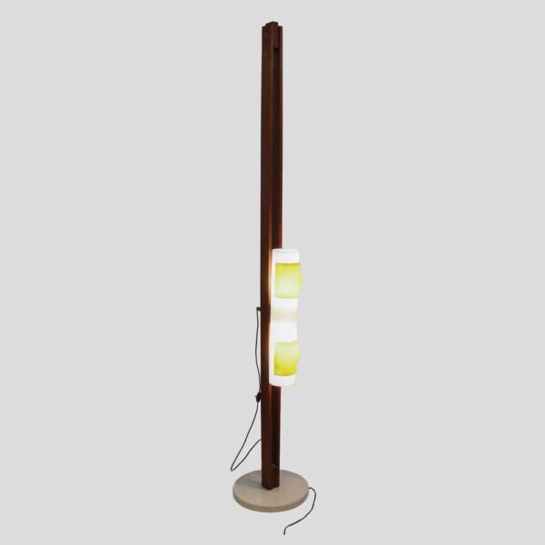 1950s white and yellow perspex shade floor lamp designed by Arredoluce