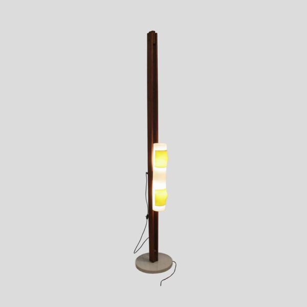 1950s white and yellow perspex shade floor lamp designed by Arredoluce