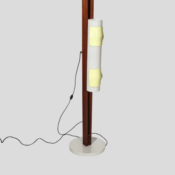 1950s white and yellow perspex shade floor lamp designed by Arredoluce