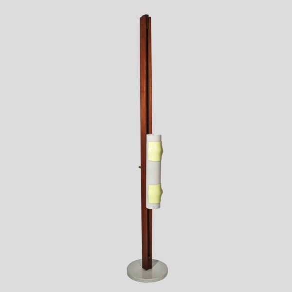 1950s white and yellow perspex shade floor lamp designed by Arredoluce