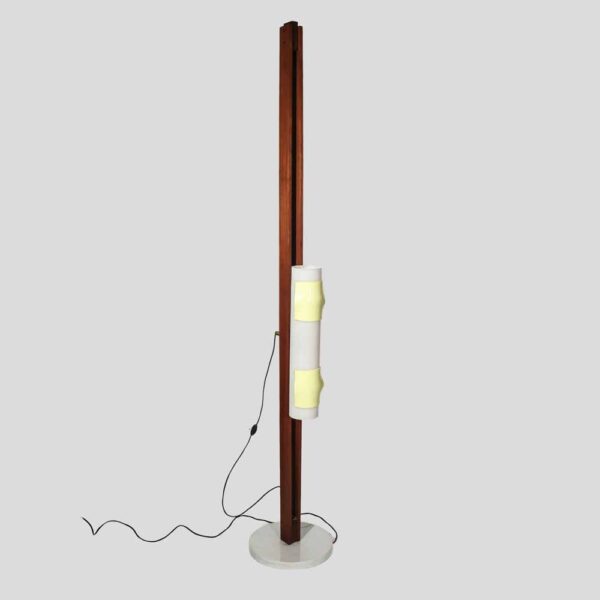1950s white and yellow perspex shade floor lamp designed by Arredoluce