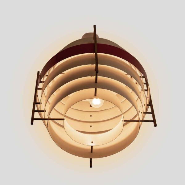 1960s white and red color ceiling light attributed to Stilnovo