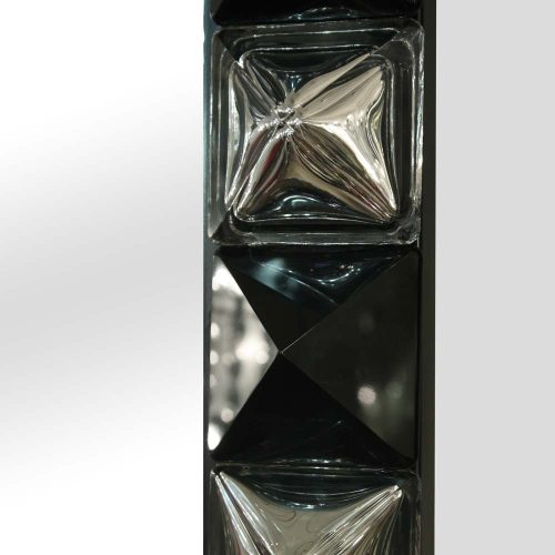 Black and silver diamond cut Murano glass Mirror