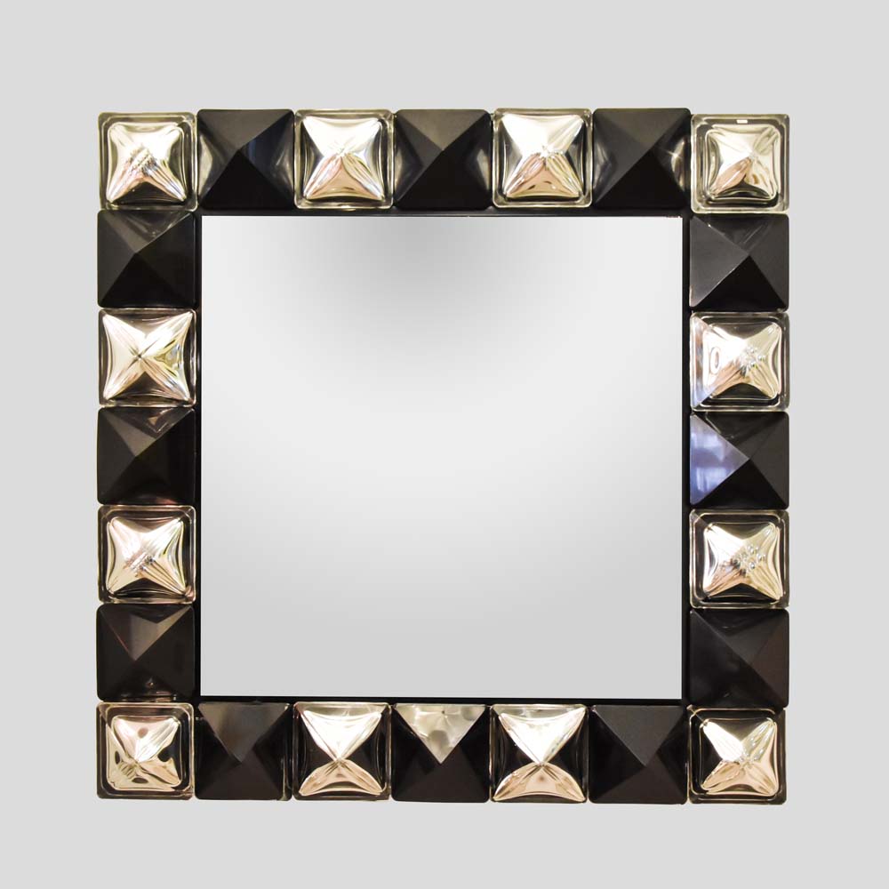 Black and silver diamond cut Murano glass Mirror-FM402 (11)