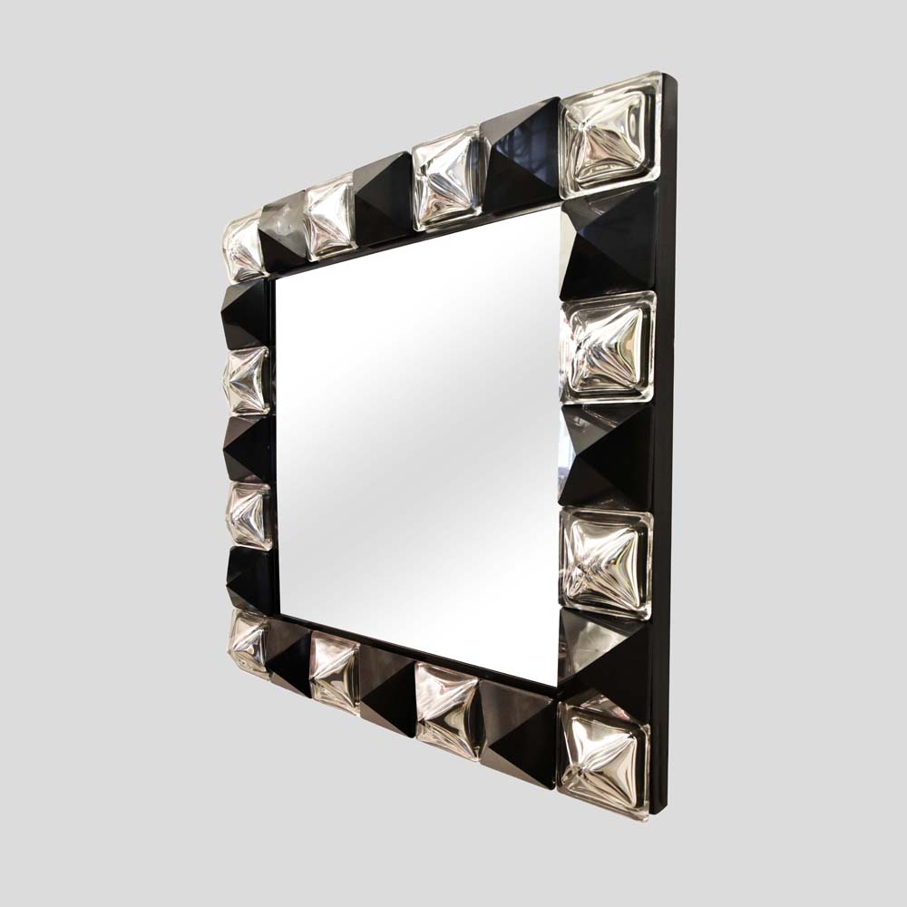 Black and silver diamond cut Murano glass Mirror-FM402 (3)