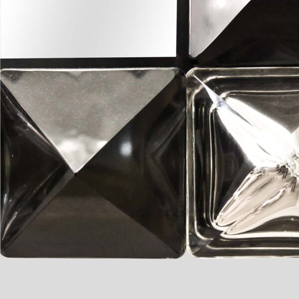 Black and silver diamond cut Murano glass Mirror