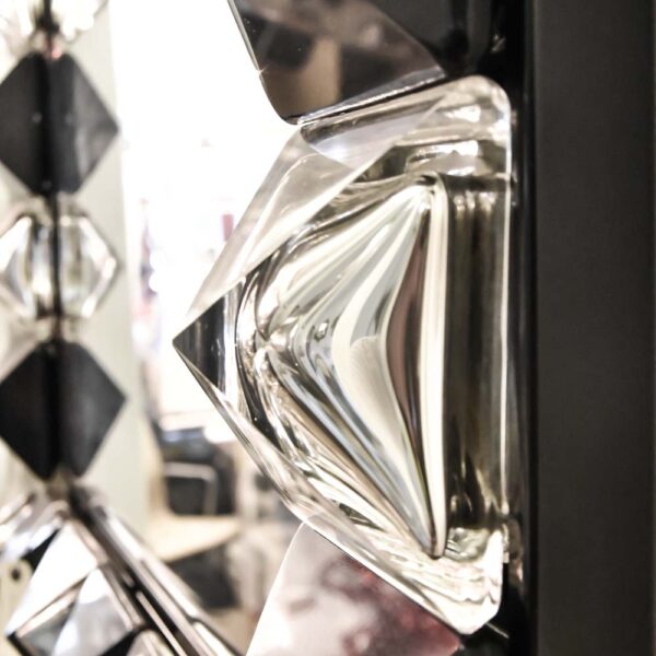 Black and silver diamond cut Murano glass Mirror