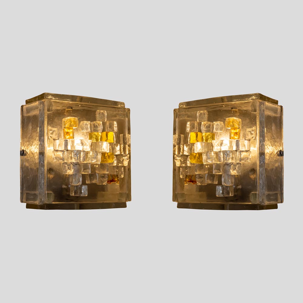 Pair of brutalist wall lights by Poliarte