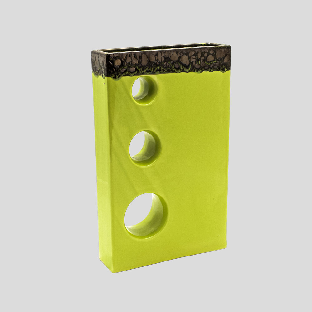 Olive Green Modernist Studio Ceramic Vase