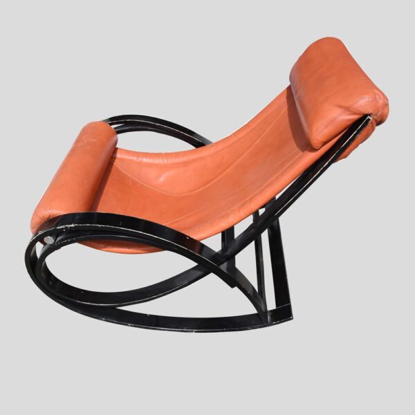 Vintage Red leather Sgarsul Rocking Chair by Gae Aulenti