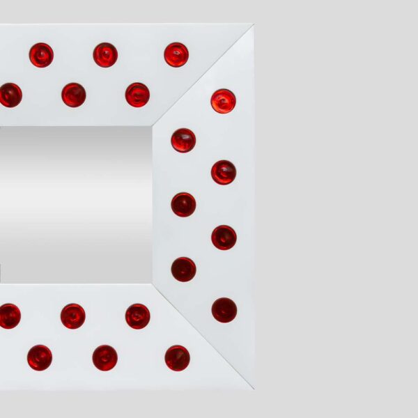 White And Red Glass Mirror By Rida Giulio Rida