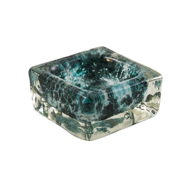 Mid-century green colur Blown glass Murano ashtray