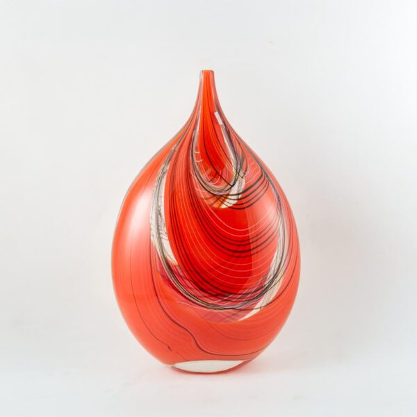 Red and black colour Romano Dona blown glass vase