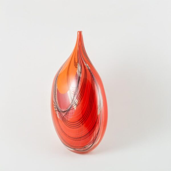 Red and black colour Romano Dona blown glass vase