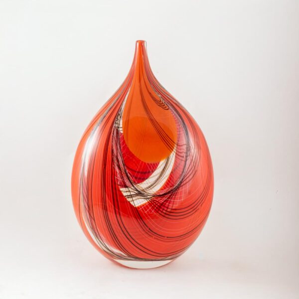 Red and black colour Romano Dona blown glass vase
