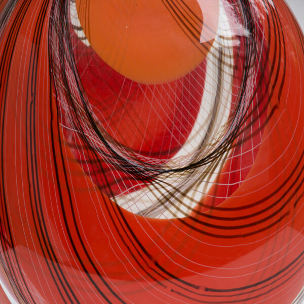 Red and black colour Romano Dona blown glass vase