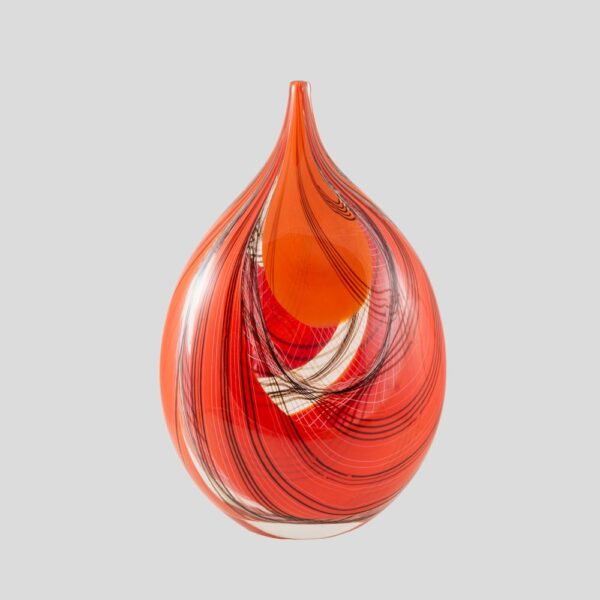 Red and black colour Romano Dona blown glass vase
