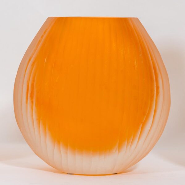 Set of 3 Orange Murano Battuto Vase
