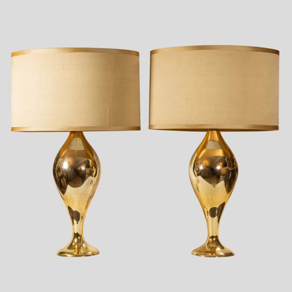 Pair of Murano glass gold mirrored table lamps
