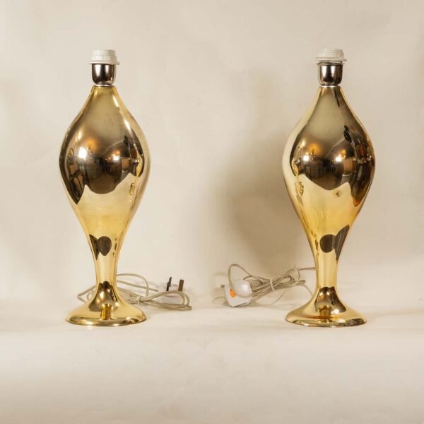 Pair of Murano glass gold mirrored table lamps