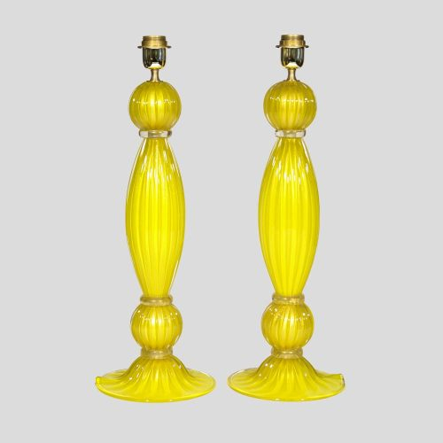 Pair of Blown Yellow and Gold Murano Table lamps