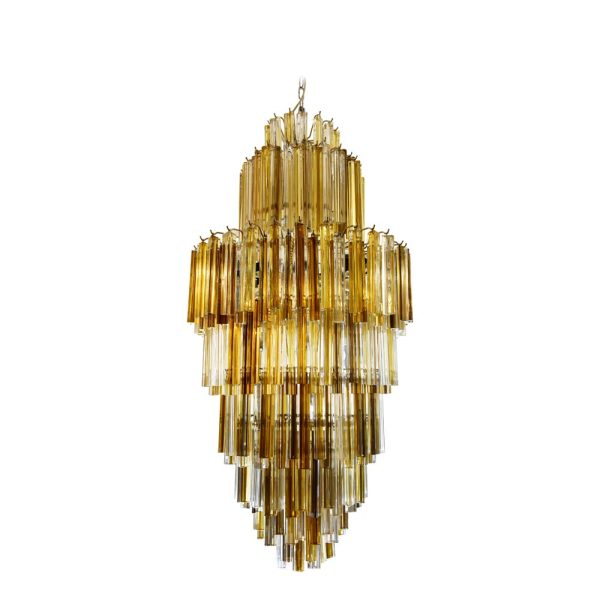 Venini Skyscraper Clear amber smoke colour chandelier