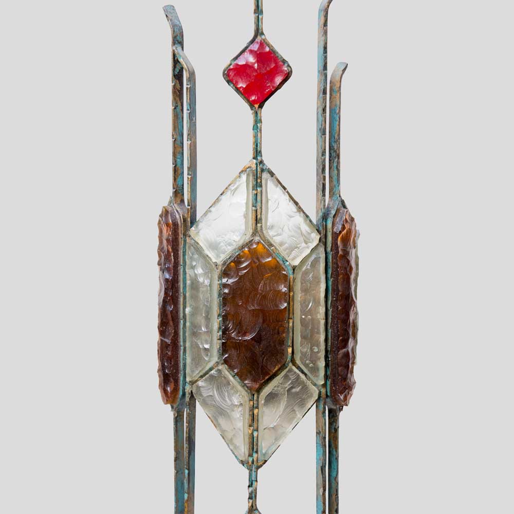 Pair of Hammered Glass on wrought Wall Lights By Longobard-FM1896 (2)