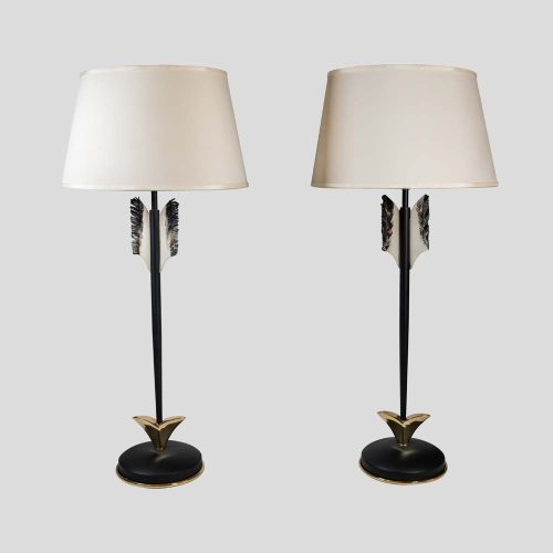 Pair of Midcentury arrow shaped base table lamps