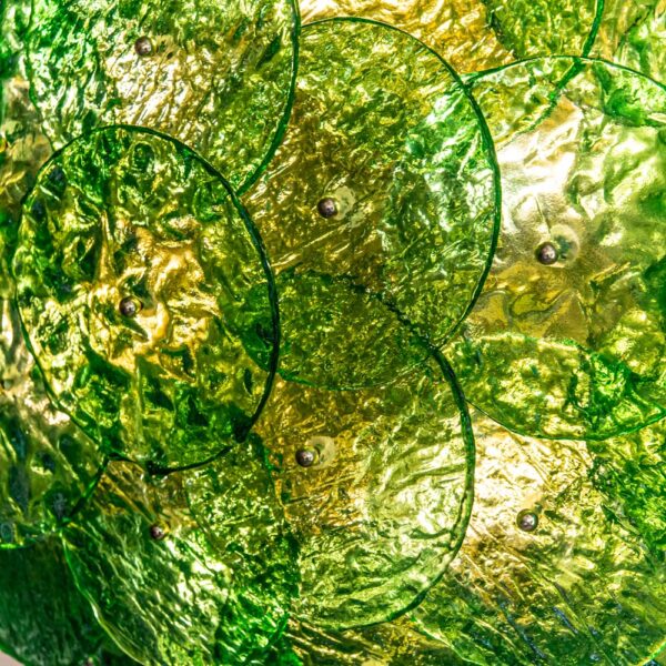 Flash Mount Murano Emerald Green Textured Blown Disc Glass