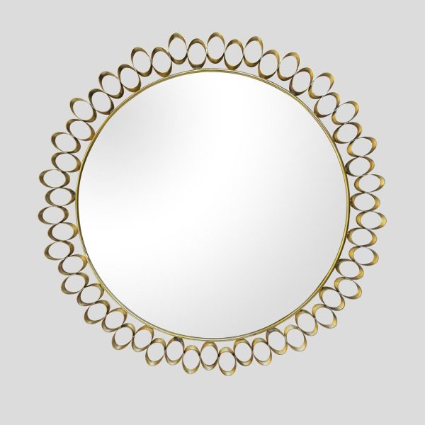 Round sculptural brass midcentury style mirror