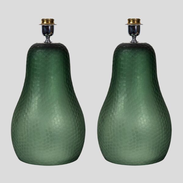 Olive green pear shaped Murano table lamps