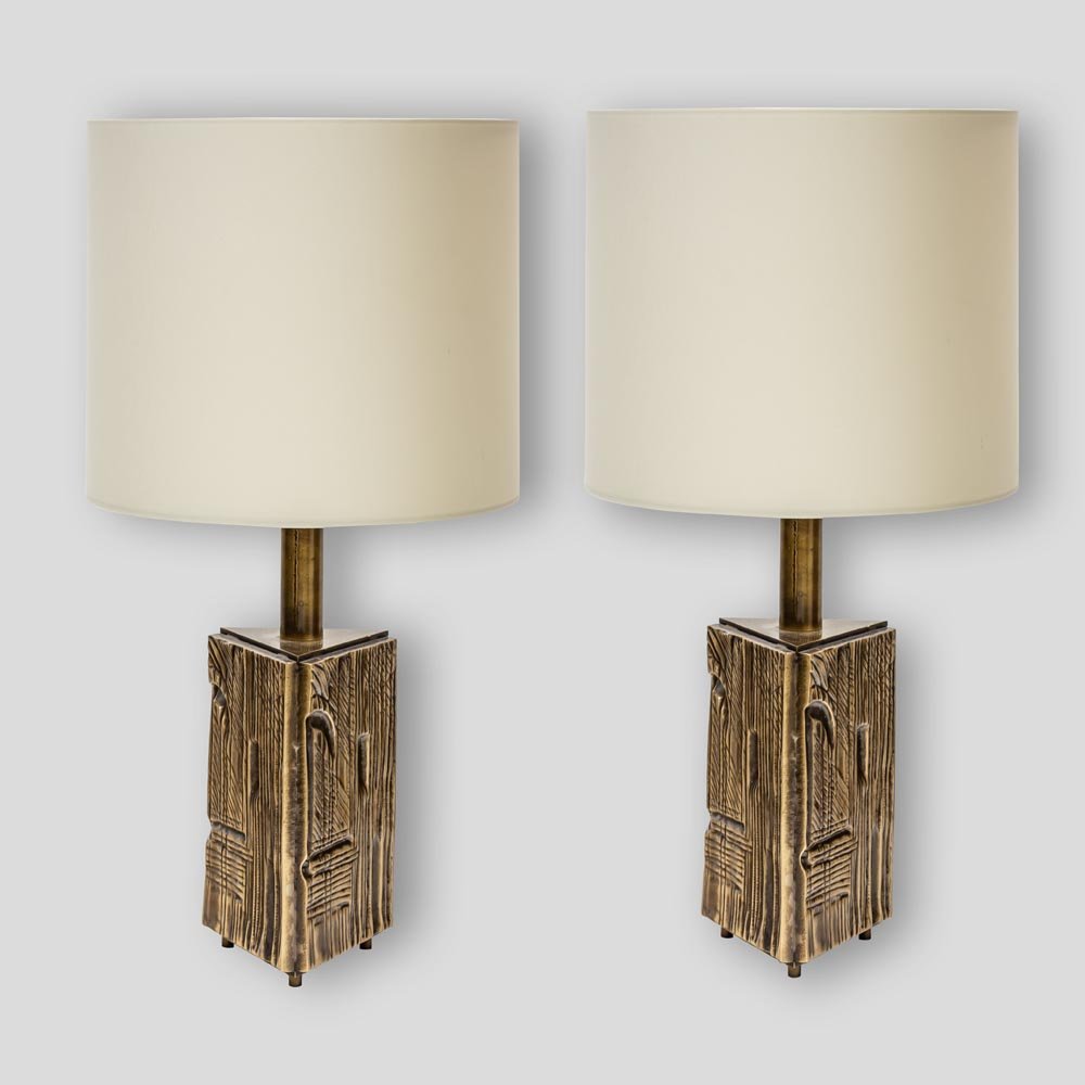 Pair of table lamps triangular Prizm