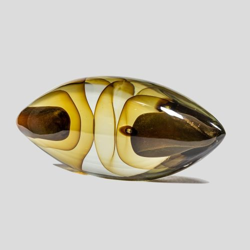 Dark brown with Gold glass sculpture by Alberto Dona