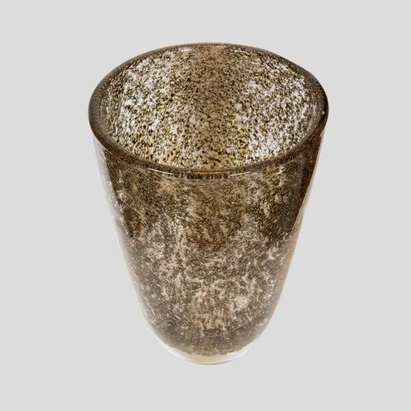 Brass inclusion blown glass vase by Alberto Dona