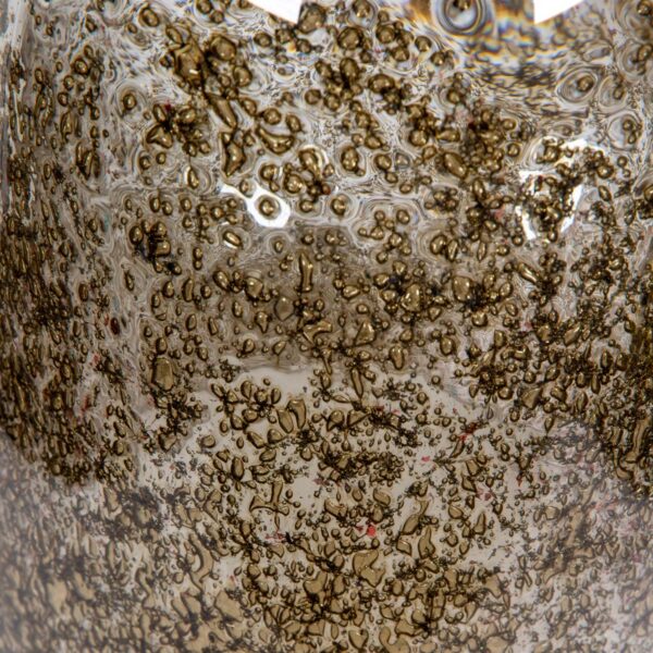 Brass inclusion blown glass vase by Alberto Dona