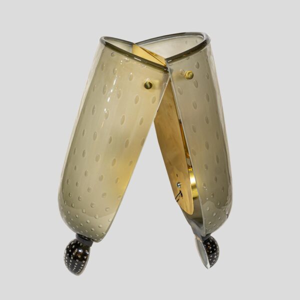 Pair of grey glass wall lights