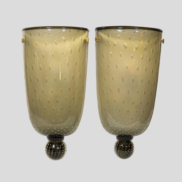Pair of grey glass wall lights