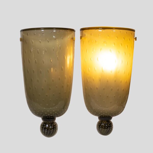 Pair of grey glass wall lights
