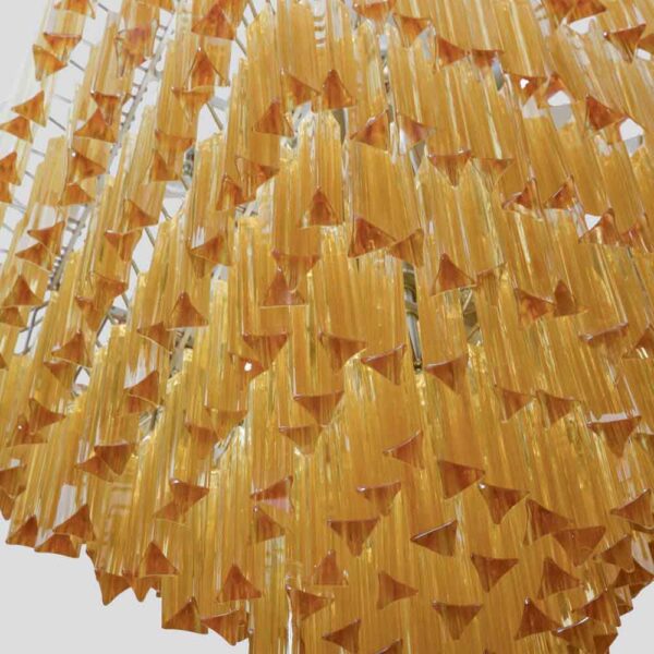Large square Venini amber colour triedri glass ceiling light