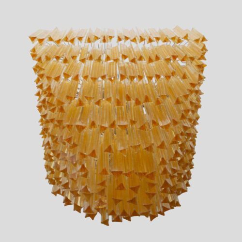Large square Venini amber colour triedri glass ceiling light
