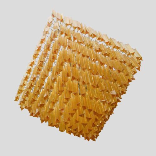 Large square Venini amber colour triedri glass ceiling light