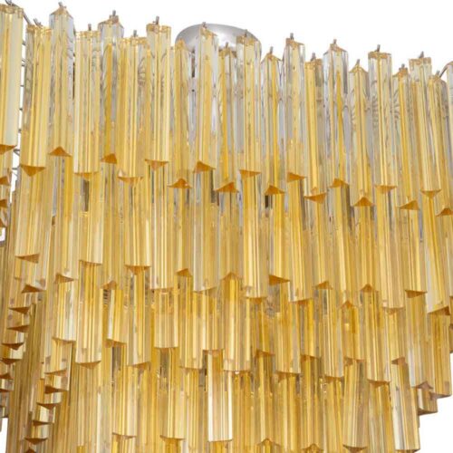 Large square Venini amber colour triedri glass ceiling light