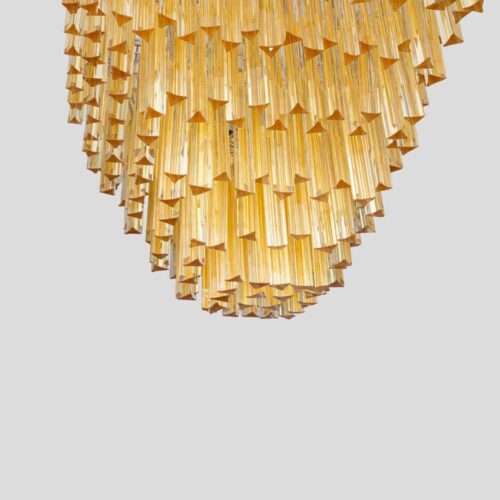 Large square Venini amber colour triedri glass ceiling light