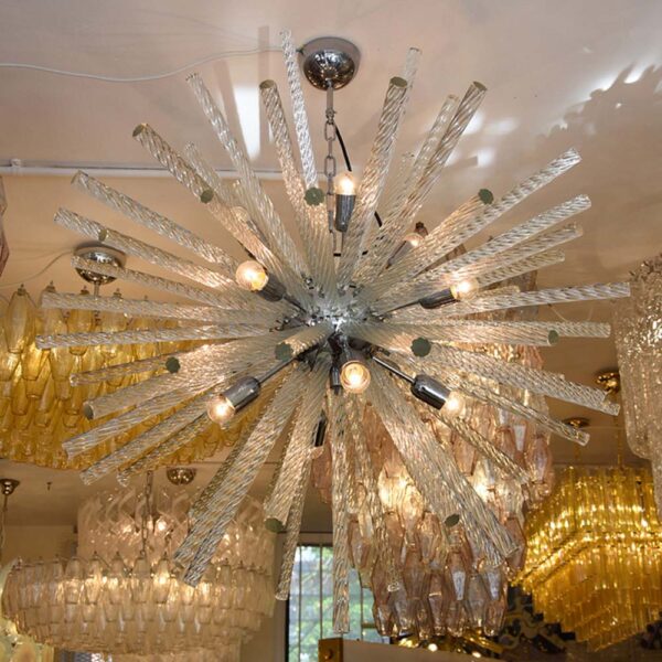 Murano twisted clear Glass Sputnik ceiling light
