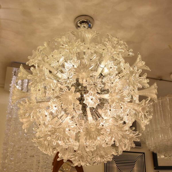 Venini Espirit clear and silver glass ceiling light
