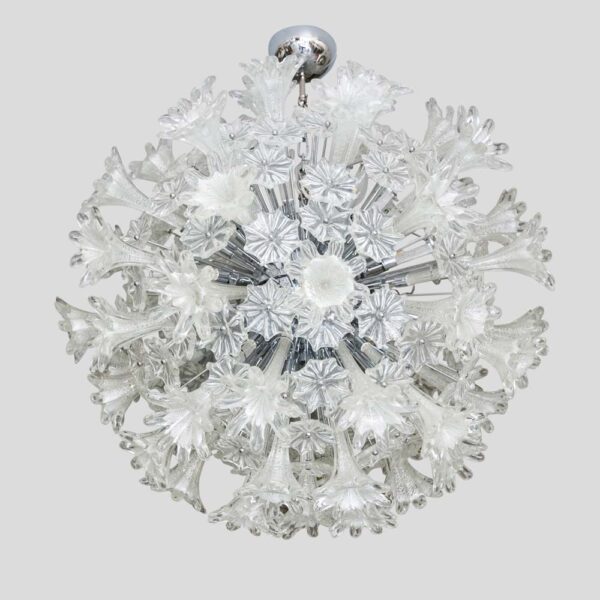 Venini Espirit clear and silver glass ceiling light