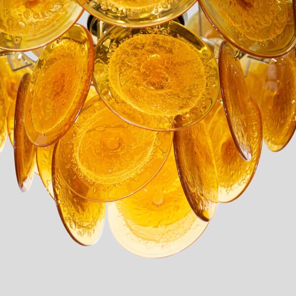 Italian amber colour Bullicante Disc Chandelier from Vistosi