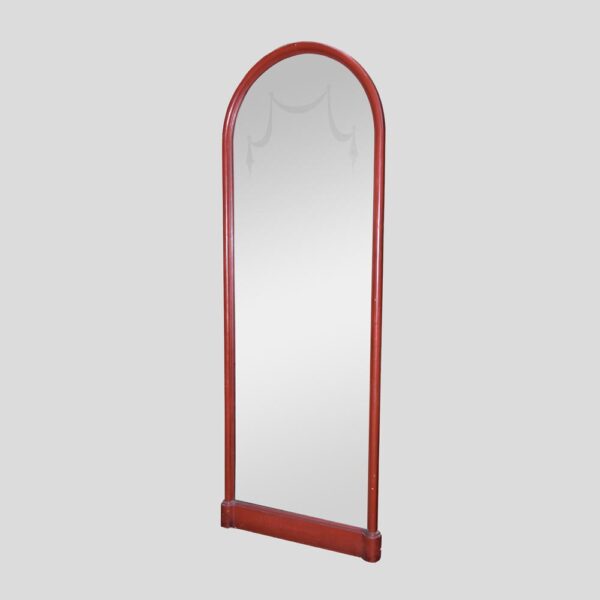1940's red lacquered arc mirror
